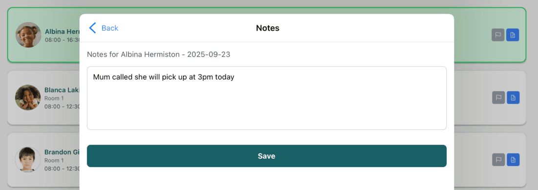 Adding notes interface