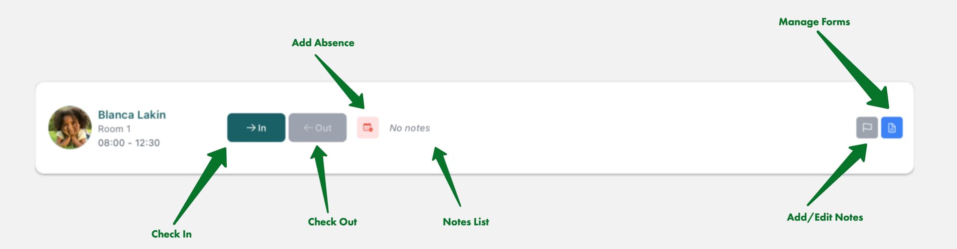 Child display in register