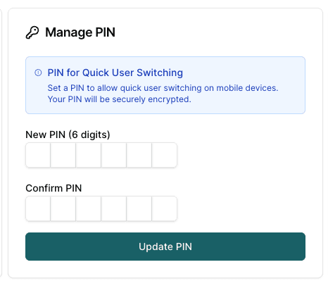PIN management interface