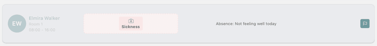 Staff absence details view